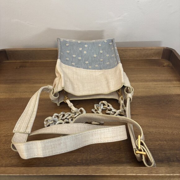 Hammitt Davis Small Undercover Daisy Cream Blue Vintage '21 Crossbody w Dust Bag - Picture 6 of 14